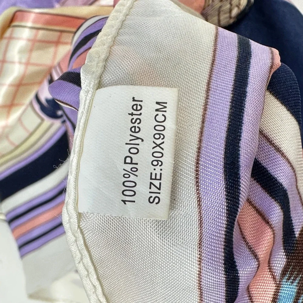 Unbranded Equestrian Horses Print Pastel Satin Scarf 35 x‎ 35